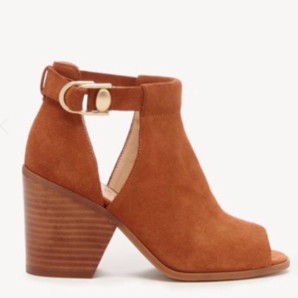 Sole Society Shoes - Caprica Peep Toe Leather Ankle Bootie Siz…